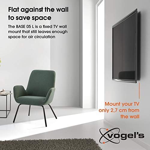 Vogel's BASE 05L flat TV wall bracket for 40-80 inch (102-203 cm) TVs, max. 154 lbs (70 kg), TV wall mount also compatible for LED, QLED and OLED TVs, VESA 100x100 to 800x400