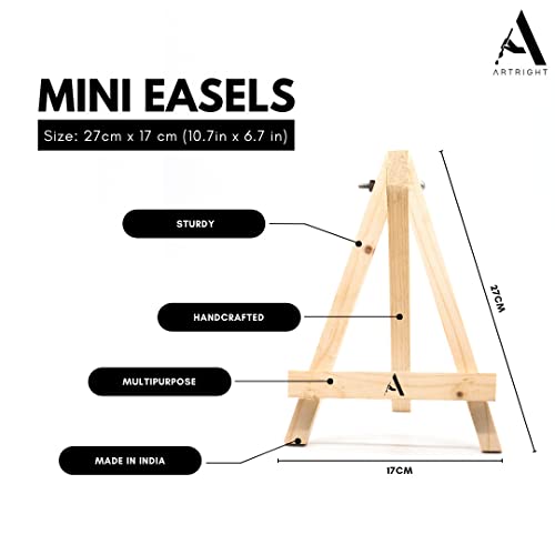 Image of Wooden Mini Easel Stand 10inch for Painting & Display Purposes, Small Handmade 10 Inch Canvas Stand for Painting, Presentations and Display Purposes (Set of 16)