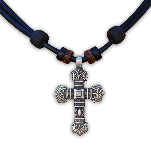 Preisvergleich Produktbild HANA LIMA ® Lederkette Halskette Kreuzanhänger Kette Kreuz Kreuzschmuck Kruzifix Jesus