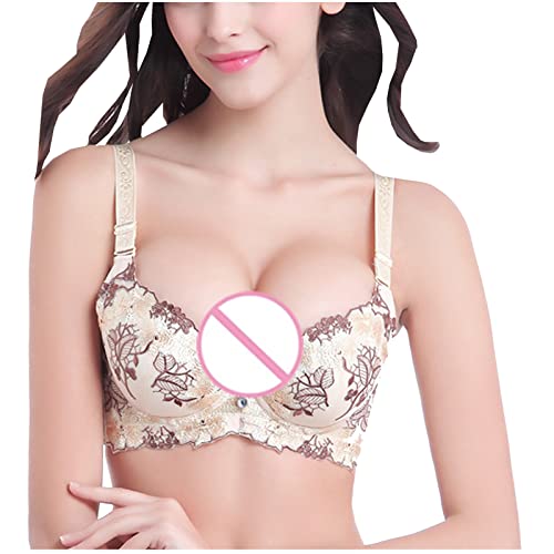 Women's Demi Balconette Bra Leisure Push Up Smoothing Underwire Bras No Side Effects Molded Minimizer Bra Beige #TOP3