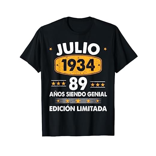 89 Años Cumpleaños Regalo Hombre Julio 1934 Julio 89 Años Camiseta