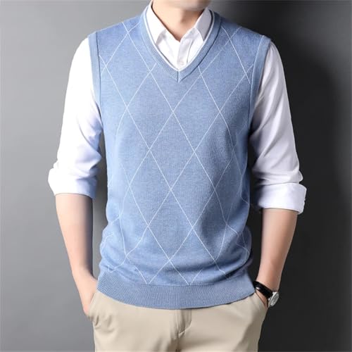 Men’S Designer College Style V-Neck Sweater Vest Diamond Check Preppy Knitted Sleeveless Pullover Tank Top4