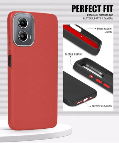 Image of WOW IMAGINE Back Cover for Motorola Moto G34 5G | Moto G45 5G | Ultra Slim Flexible Non-Slip Grip | Inner Fabric | Metal Camera Ring & Lightweight Soft Silicone Mobile Case - Crimson Red