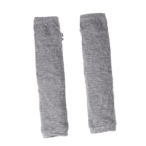Ipetboom Warm Gloves Winter Knitted Long Arm Sleeves Fingerless Women Men's Comfortable Arm Warmers Light Grey