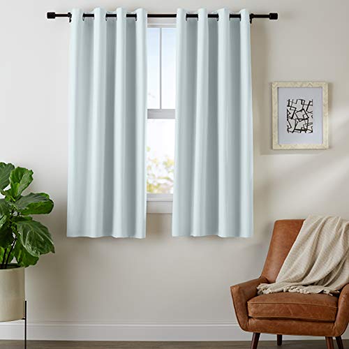 Amazon Basics Room Darkening Blackout Window Curtain with Grommets, 42 x 63 Inches, Light Gray - Set of 2