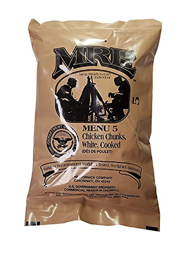 Army Surplus Single {1} MRE Single from 2020+ Case. Meals Ready to Eat. US Military Survival Food