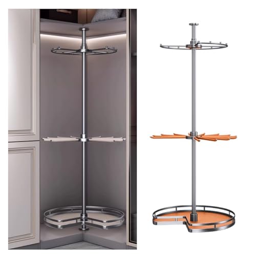 Percha giratoria de 360°, armario de metal resistente, ajustable, 1650 – 2100 mm, capacidad de 29,9 kg, ahorro de espacio para armarios (naranja)