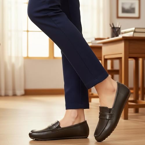 Image of Ecetana Womens Loafers Comfortable for Work: Cushion & Lightweight Slip On Business Casual Flat Shoes - Long Hours of Standing Walking - Penny Loafers for Daily Commuters