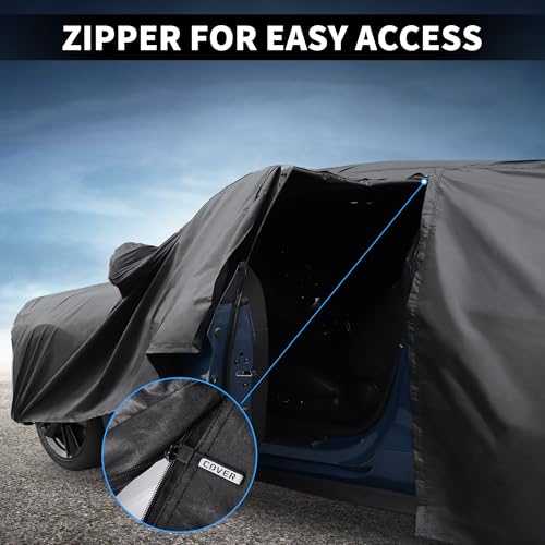 X AUTOHAUX Car Cover Outdoor Waterproof Sun Rain Snow Hail Protection with Left Side Door Zipper 210D-PU for Ford Escape