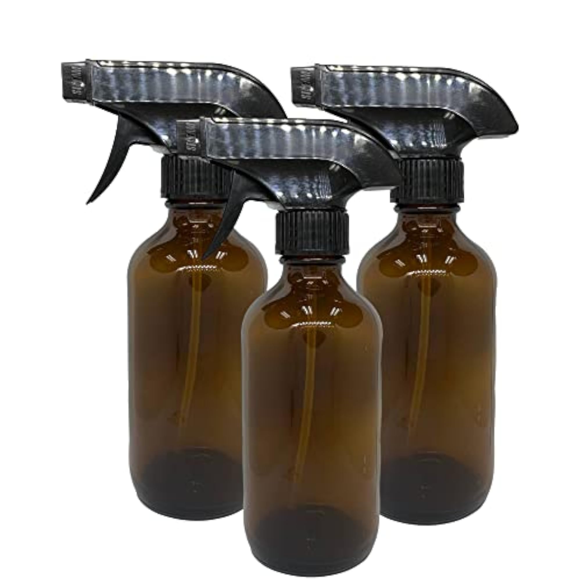 8oz Amber Glass Bottles with Black Trigger Sprayers