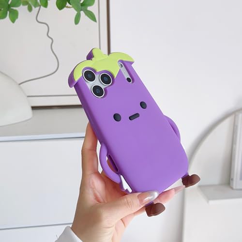 wifantien 3D Eggplant Case,Cartoon Cute Kawaii Lovely Character Eggplant Man Shape Kids Teens Girls Women Soft Silicone Case for iPhone 17 Pro Max 6.9 inch 2025 by wifantien - Used condition - Image 4