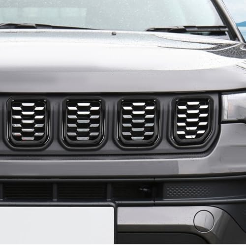 Image of Grill Inserts Grille Guards Trim Exterior Accessories Compatible with Jeep Compass 2021+ Trailhawk /Limited /Latitude /Altitude /Sport(Black)