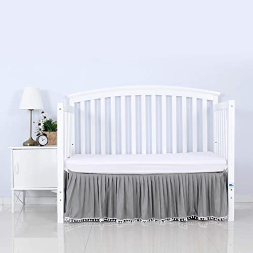 Lit pour bébé : jupe de lit en microfibre avec pompons 28"x 52" - 3