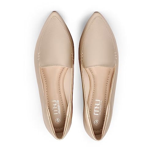 Image of MUSSHOE Pointed Toe Flats for Women, Comfortable Business Casual Work Shoes, Slip On Loafers with Arch Support, Office Walking Flats for All Day Standing