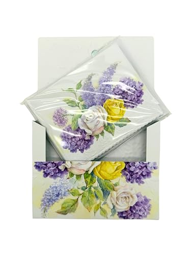 Image of Poster Foundry Set of 3 - Roses and Hydrangeas Boxed Note Cards by Carol Wilson. 10 embossed 4x5 Die-Cut Notecards and Matching Envelopes in Decorative Gift Box with Magnetic Flap. NCP2417