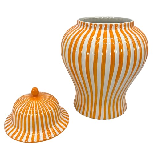 Galt International 18" Orange Candy Stripe Ginger Jar w/Lid - Decor Home Decor Living Room Party Decorations by Galt International - Used condition - Image 5