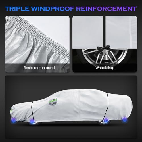 Image of Car Cover Custom Fit for Toyota Camry 1996-2025,Honda Accord 2001-2025,6 Layers Truck Cover Waterproof All Weather for Automobiles,Outdoor Full Exterior Cover,Rain, Sun, Wind Protection,Silver