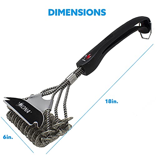 Kona Safe/Clean Grill Brush And Flat Scraper - Speed/Scrape Fits Weber Gas Grills, Flat & Round Bbq Grill Grates - Bristle Free Grill Cleaning - 100% Rust Resistant Stainless Steel #TOP1
