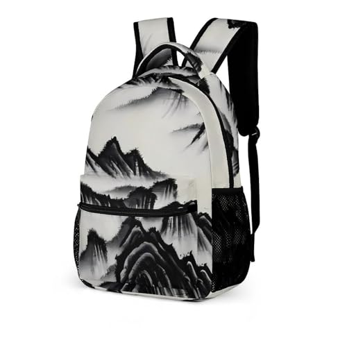 Chinese Landscape Painting Backpack for Travel, Ultra Durable Small Bookbag Lightweight Daypack for Women Men4
