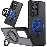 TIANNIUKE for Samsung Galaxy S21 Ultra Case, Dual-Side Magnetic Ring Holder,Compatible with MagSafe, Anty-Slip Grip,Military-Grade Protective, Adjustable Kickstand, Magnetic Phone Case 2 (Black)