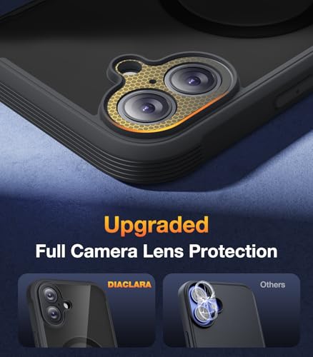 Image of Diaclara Magnetic Designed for iPhone 16 Plus Cases,[Full Camera Protection] Clear Bumper Compatible with MagSafe Built-in Screen Protector,Magnetic Black