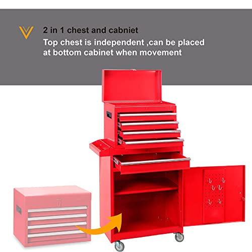 Tce Atbt1204T-Red Torin Rolling Garage Workshop Tool Organizer: Detachable 4 Drawer Tool Chest With Large Storage Cabinet And Adjustable Shelf, Red #TOP6