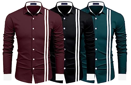 Image of Zombom Men's Striped Regular Fit Shirt