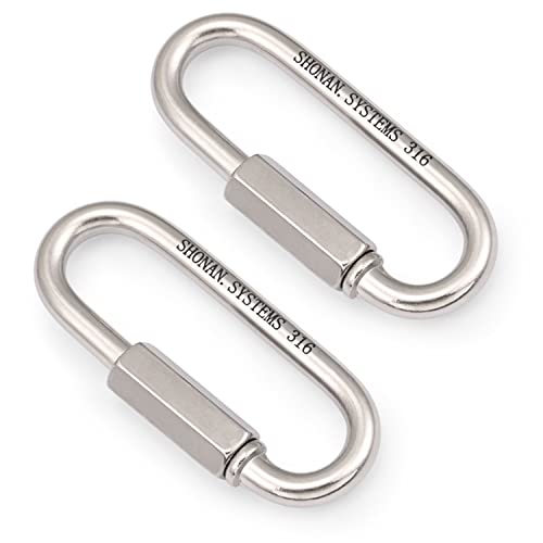 Shonan 3.6" Chain Quick Links, 2 Pcs 5/16" Marine Grade Screw Chain Links, Large Opening Chain Connector Chain Coupler, 1500 Lbs Capacity #TOP3
