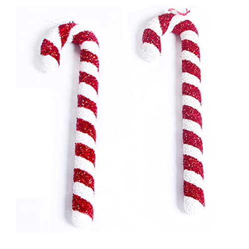 Flueyer 2 piezas de decoración de bastón de caramelo de Navidad, 17 pulgadas, adornos de bastón de caramelo para colgar de plástico para decoración de fiestas navideñas Cover