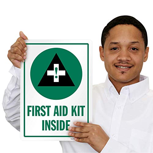 SmartSign "First Aid Kit Inside", Plastic Sign, 14" X 10"