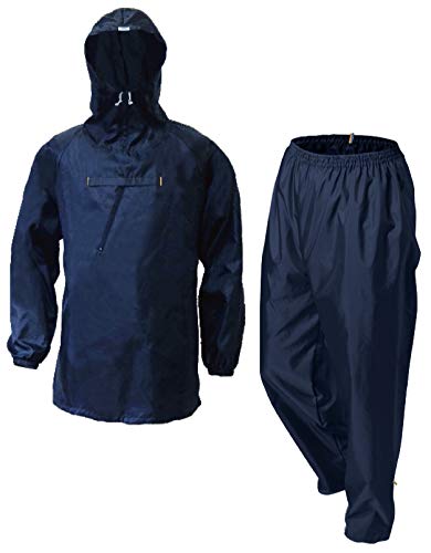 トオケミ(TOHKEMI) 【FM COLOR】 WR(撥水加工) ヤッケ(#301 Wind Jacke) + パンツ(#302 Wind Pants) セット (上下同色同サイズ) (SP(302) ネイビー, 3L)