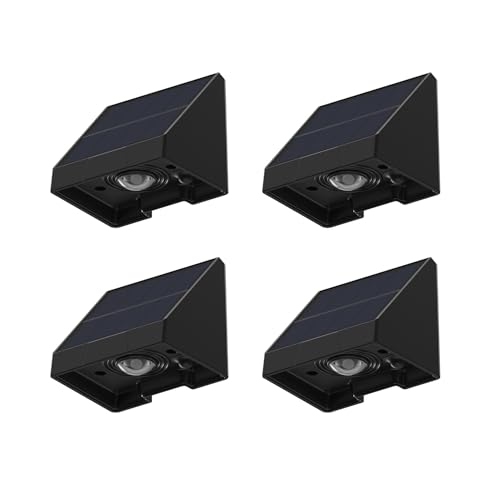 Auraglow Luces solares para vallas, paredes y postes – Luces descendentes impermeables IP54 para jardín y exteriores – Paquete de 4 (4 unidades)