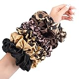 XL Big Silk Scrunchies for Women CEELGON Extra Large Scrunchie Satin Oversized Silk Thick Elastic Fluffy Hair Ties Jumbo Gigantic Soft Chiffon Cute Scrunchy Hair Scrunchies 6 Pack