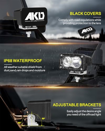 Image of 3 Inch 40W CREE LED Pods with Wiring Harness & Black Covers