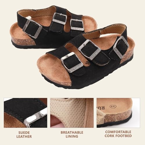 Kid Sandals Boys Girls Comfort Cork Footbed Summer Slides Sandals Toddler Adjustable Buckle Slip-On Sandal Open Toes Casual Flat for Little Kid/Big Kid3