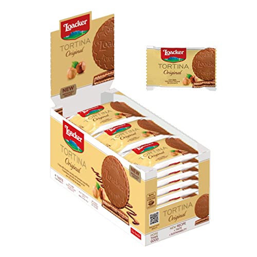 Loacker - Gran Pasticceria Tortina Original - Mit Milchschokolade überzogene Waffeln mit Haselnusscreme-Füllung - Essen und Snacks - Verpackung enthält 24 Stk. á 21 g