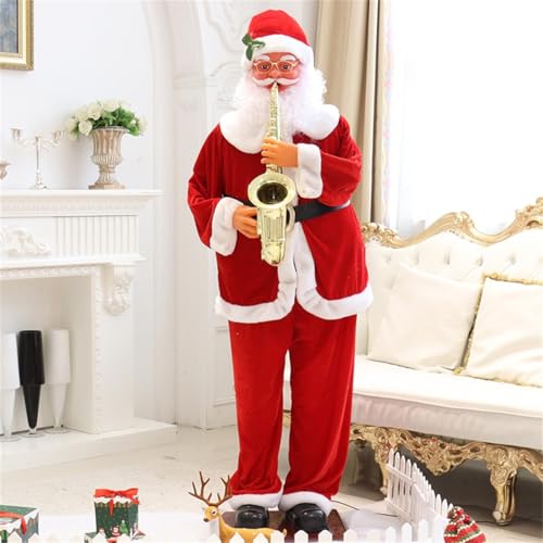CFDZCP Babbo Natale Che Canta E Balla, 130/180 Cm, Figura Animata Elettrica in Movimento A Grandezza Naturale con Musica, Decorazione Natalizia for Giardino Interno/Esterno(130cm/51.18in)