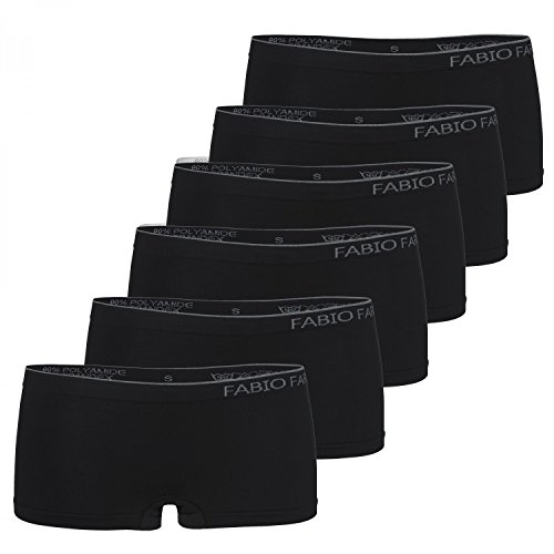 Fabio Farini Bragas Boxer Deportivas sin Costuras para Mujeres en un Paquete de Seis, Talla:M (42 ES);Color:Negro Set