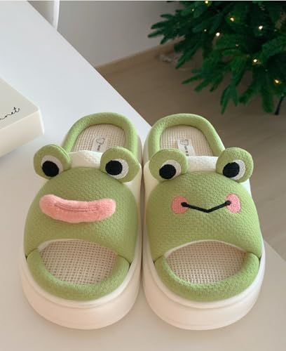 Cute Kawaii Frog Linen Slipper Non-Slip Indoor Slipper4
