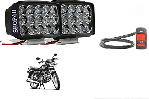 Image of Waterproof 15 LED Fog Light with Switch Compatible with Bike, car, scooty, Truck, Auto, Van