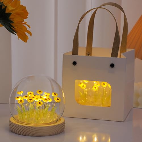 Image of Pretty Sunflower Lamp, Sunflowers Flower Night Light Cute Bedroom Decor Aesthetic Unique Gifts for Women - Battery Powered (not Included)