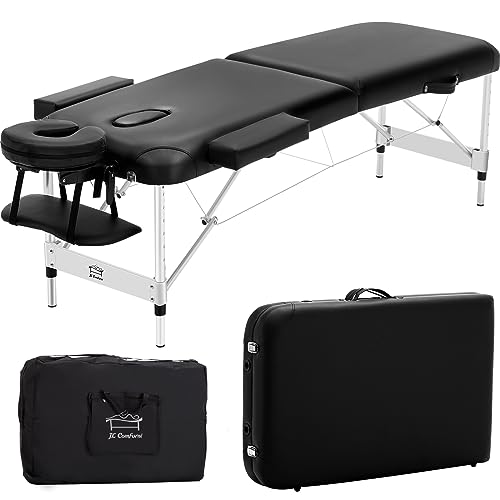 Portable Folding Massage Table Tattoo couch Beauty Salon Therapy Couch Bed with Aluminum Frame Black