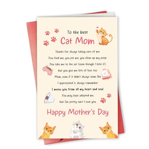 Gevinna Funny Mother’s Day Card from Cat, Cat Mom Mothers