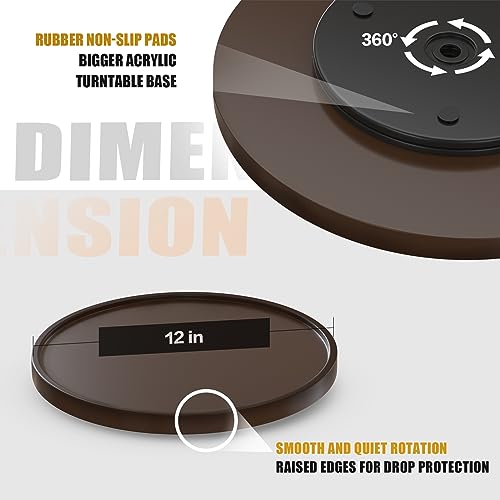 Rkz B0C645XJ7R 360° Rotating Decorative Tray, 12 Inch Bamboo Turntable Coffee Table Trays thumb #5