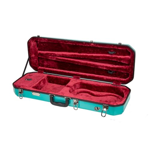 Image of Crossrock Oblong Case fits 4 /4 Full-Size Violin, Includes Interior Compartment, 2 Bow Holders, Security Lock, and Detachable Straps-Mint Blue (CRA860VFMB-R)
