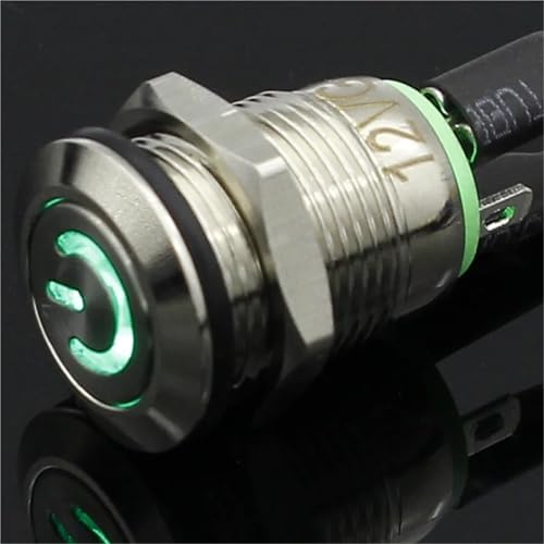 Interruptor de botón pulsador NO de 12mm con retorno automático de aluminio