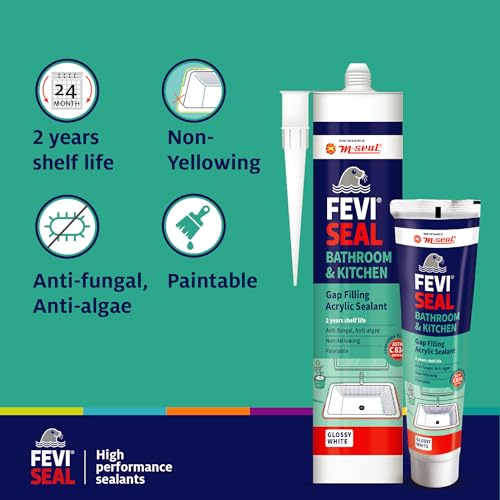 Image of M-Seal Feviseal Bathroom & Kitchen (100 gm) For Gap Filling - Easy to Use, Smooth White Finish, Anti-Fungal, Paintable