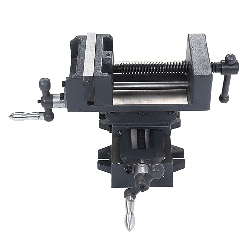 NDNCZDHC Cast Steel Cross Slide Vise, 4in Jaw Width Drill Press Vise, Bench Vise for Industrial Drilling Milling Machine