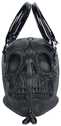 Black Skull Purse Goth Chic Style Kreepsville Latex Bowler Bag Halloween Handbag3