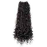 Niseyo Goddess Box Braids Crochet Hair 18 Inch 8 Packs Long Crochet Box Braids Pre Looped Curly Ends Boho Style Synthetic Hair (4#/Brown)